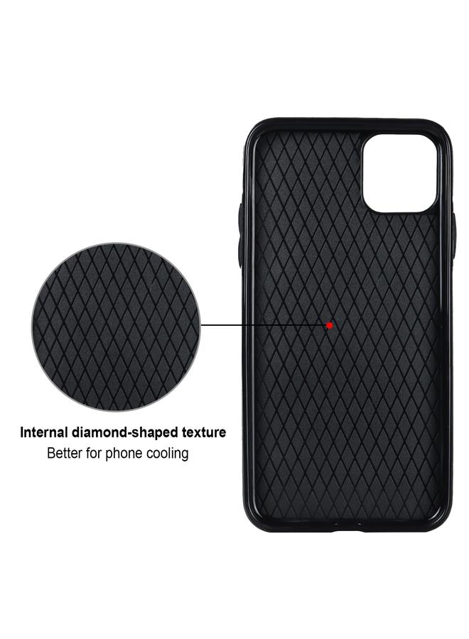 زبون جراب هاتف iPhone 11 Pro مصنوع من جلد البولي يوريثان على شكل معين مع حامل حلقي - Image 3