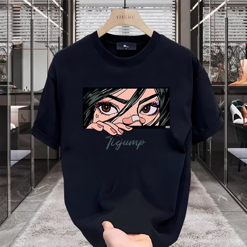 Short-sleeved T-shirt men's fashion brand summer loose half-sleeve 2024 new fashion ins simple cartoon printed top - Image 2