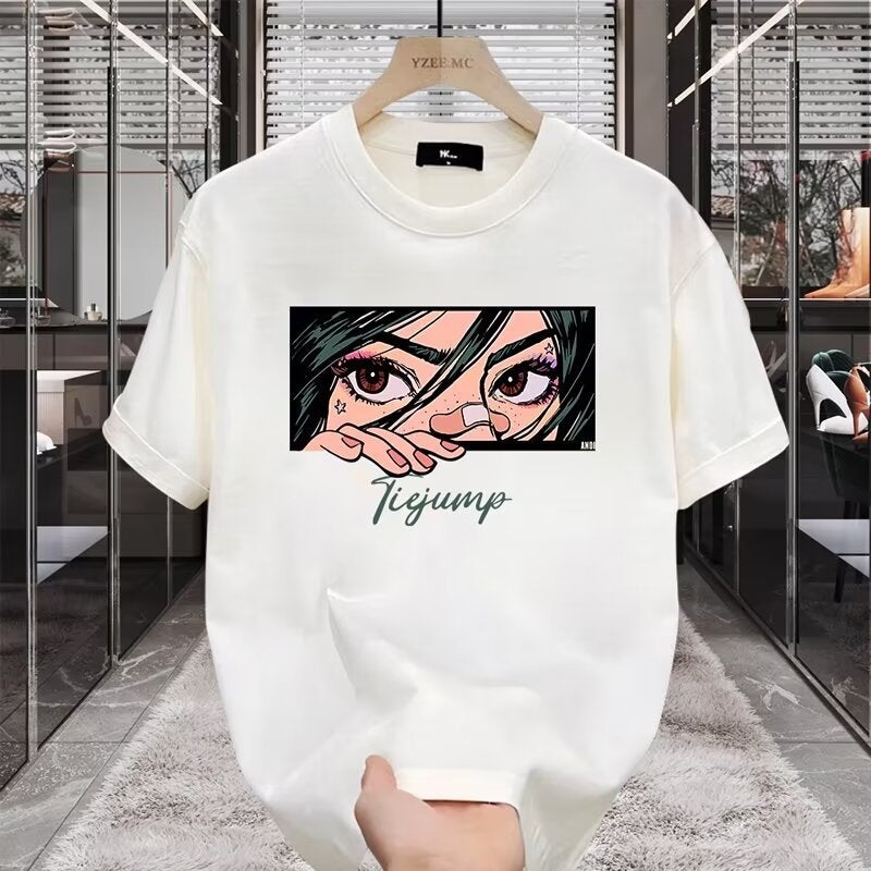 Short-sleeved T-shirt men's fashion brand summer loose half-sleeve 2024 new fashion ins simple cartoon printed top - Image 3