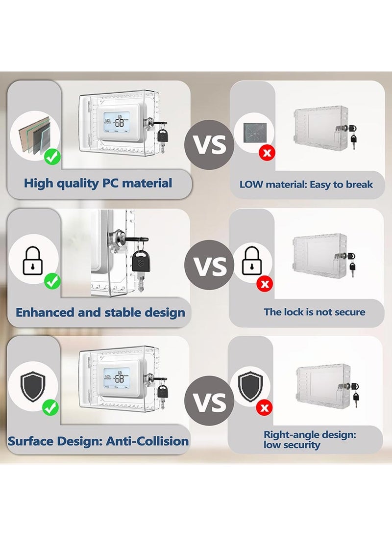 أوميلو غطاء كبير للثرموستات مع قفل ومفتاح، غطاء شفاف متوافق مع ثرموستات على الحائط، غطاء قفل لمكيف الهواء مع مفتاح مناسب للثرموستات بقياس 5 بوصة ارتفاع × 6 بوصة عرض أو أصغر - Image 4