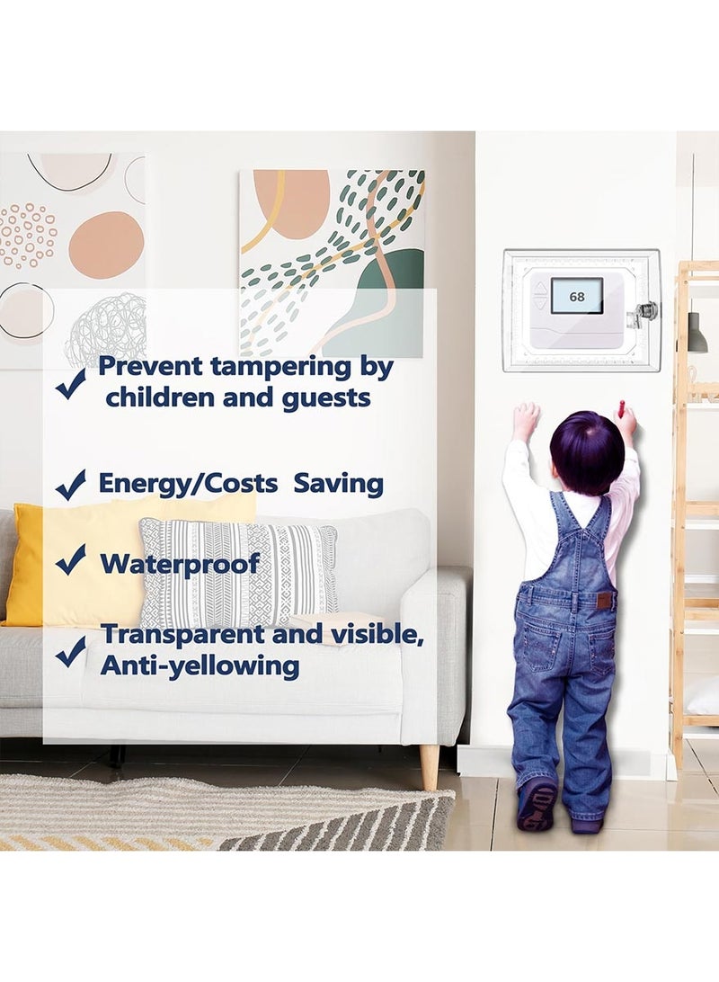 أوميلو غطاء كبير للثرموستات مع قفل ومفتاح، غطاء شفاف متوافق مع ثرموستات على الحائط، غطاء قفل لمكيف الهواء مع مفتاح مناسب للثرموستات بقياس 5 بوصة ارتفاع × 6 بوصة عرض أو أصغر - Image 2