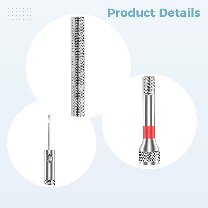 مجموعة مفاتيح درفلة دقيقة بأبعاد 3.6 × 0.3 بوصة، عدد 5 قطع، رأس مسطح، مقبض من الألومنيوم، لإصلاح الساعات - Image 2