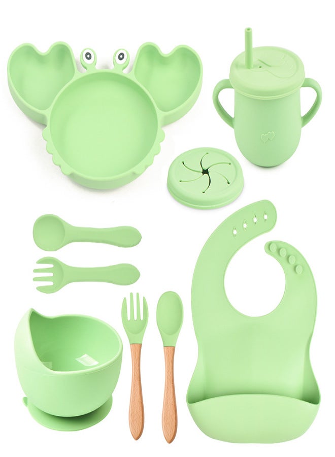 Silicone Crab Dinner Plate Baby Bib Baby Children Bowl Tableware Spoon Anti-fall Snack Cup Set Manufactor Wholesale Y5 set - Image 2