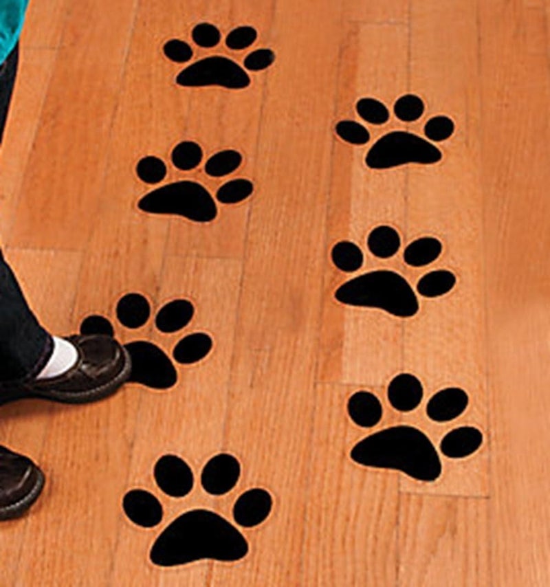 Fun Express Paw Print Floor or Wall Clings - 12 Pack of Vinyl Decals