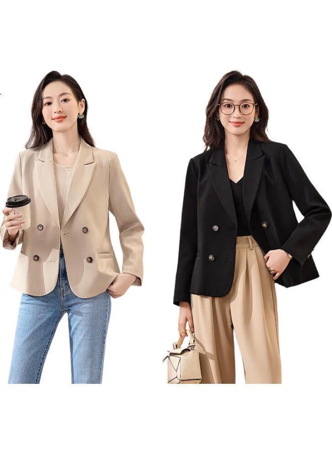 First Application Chushen Spring And Autumn Short Style Women'S Blazer Double-Breasted Suit Jacket Petite Short Coat Top S13Jf4532 - Image 1