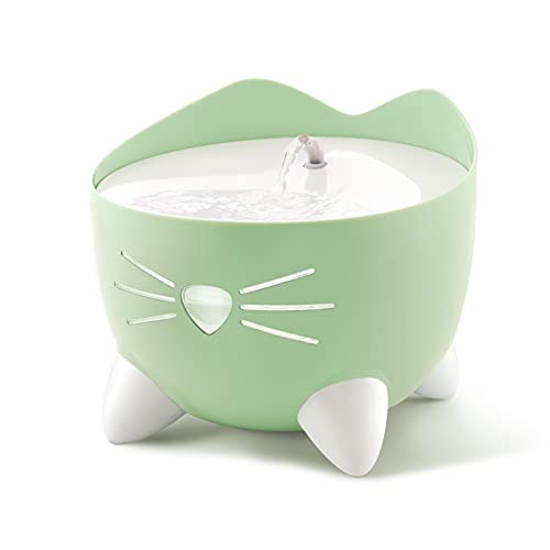 Catit PIXI Drinking Fountain – Cat Water Fountain with Triple Filter and Ergonomic Drinking Options, Green - Image 1