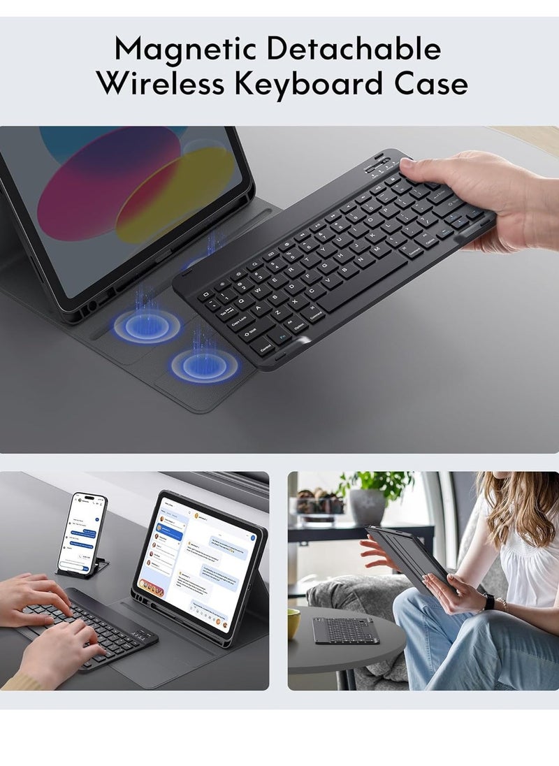 ELTRAZONE Keyboard Case for iPad 10th Generation 10.9-inch 2022 – Detachable Bluetooth Keyboard, Stand Folio Cover with Pencil Holder, Rechargeable Keyboard for New iPad 10th Gen (Black)  - Image 3