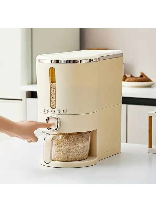 صغيرة كريمية بيضاء موزع أرز محكم الإغلاق خالٍ من مادة BPA وعاء تخزين طعام مقاوم للرطوبة - Image 1