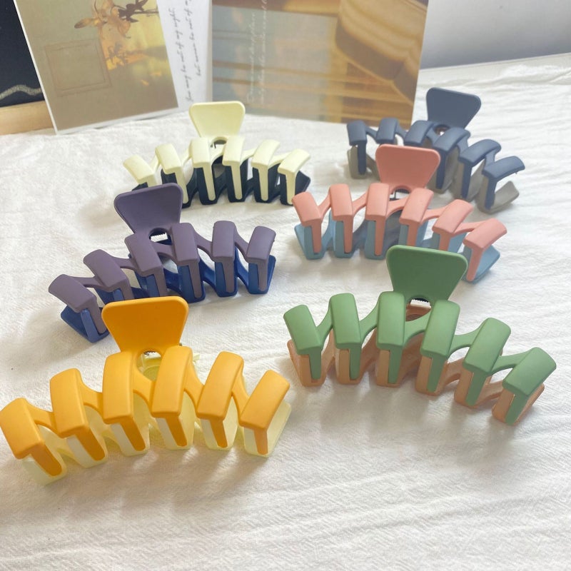 1Pc Contrasting Color M-shaped Hair Clip Resin Two-color Hair Gripper Large Hair Volume Strong Hold Elegant Hairstyle for Women - Image 2