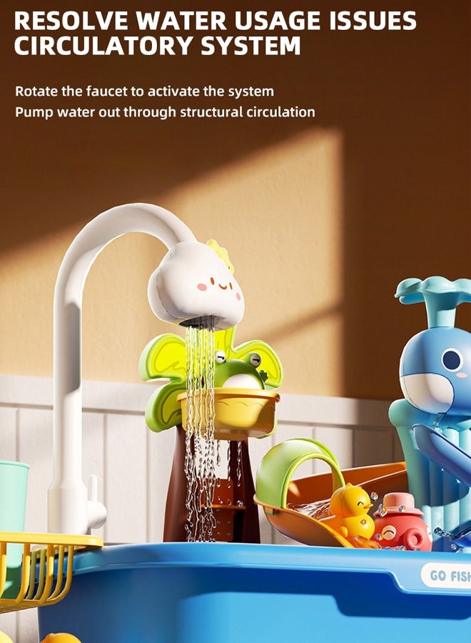 مجموعة ألعاب غسل الأطباق للأطفال ألعاب غسالة الأطباق ألعاب صيد السمك حوض غسيل الخضروات ألعاب المطبخ ألعاب محاكاة المواقف - Image 4