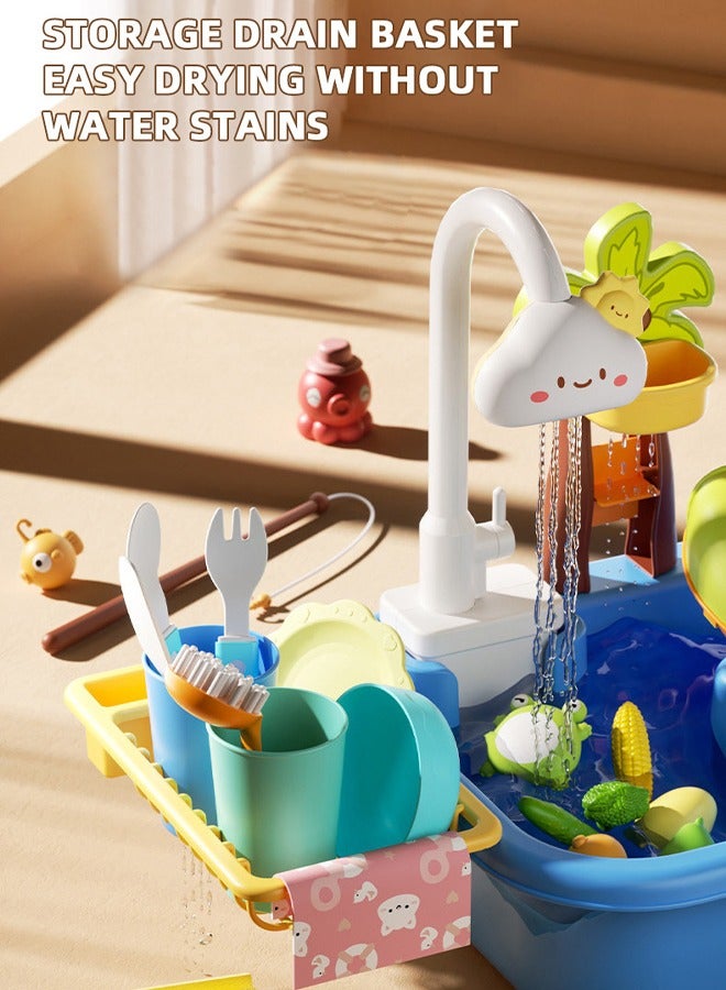 مجموعة ألعاب غسل الأطباق للأطفال ألعاب غسالة الأطباق ألعاب صيد السمك حوض غسيل الخضروات ألعاب المطبخ ألعاب محاكاة المواقف - Image 3