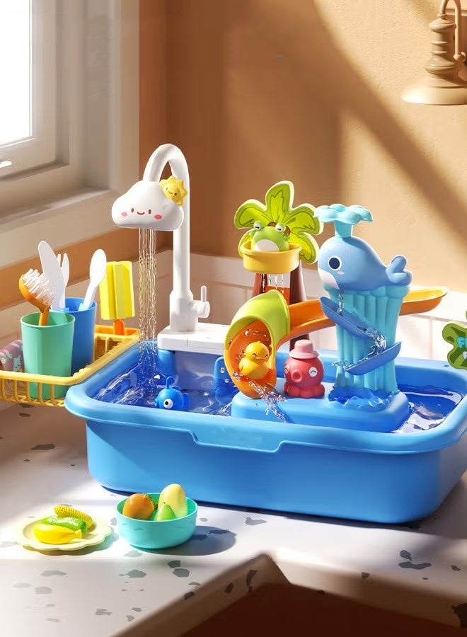 لعبة حوض الماء مجموعة ألعاب غسل الأطباق للأطفال ألعاب غسالة الأطباق ألعاب صيد السمك حوض غسيل الخضروات ألعاب المطبخ ألعاب محاكاة المواقف العاب غسل الاطباق مغسله لعب مغاسل لغبه - Image 1