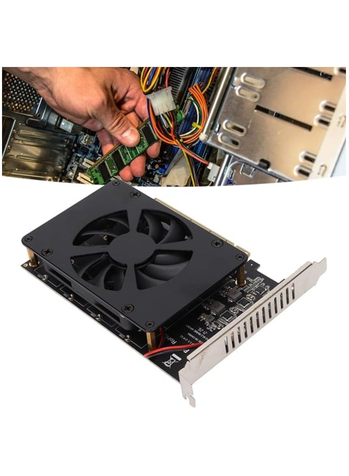 erorex M.2 NVME to PCIE Adapter, Adapter Card NVME M.2 to PCIE X16 4 Ports 32Gbps Expansion Card Computer Accessories with Enhanced Cooling Fan - Image 5
