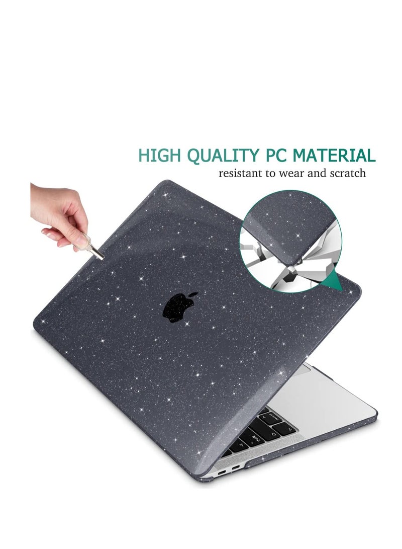 3 in 1 Crystal Black Glitter Bling Star Case for MacBook Pro 13 Inch 2022-2020 Release Model M2 A2338 M1 A2251 A2289,Sparkly Hard Shell for MacBook Pro13 with Keyboard Cover and Screen Protector - Image 4