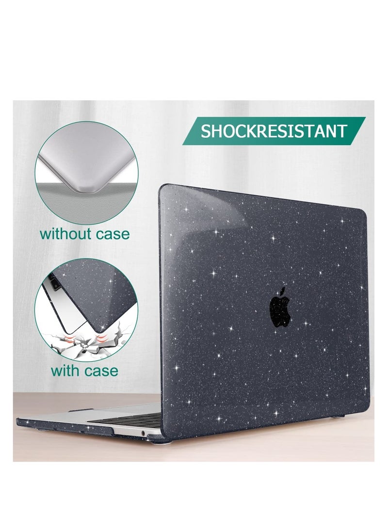 3 in 1 Crystal Black Glitter Bling Star Case for MacBook Pro 13 Inch 2022-2020 Release Model M2 A2338 M1 A2251 A2289,Sparkly Hard Shell for MacBook Pro13 with Keyboard Cover and Screen Protector - Image 5