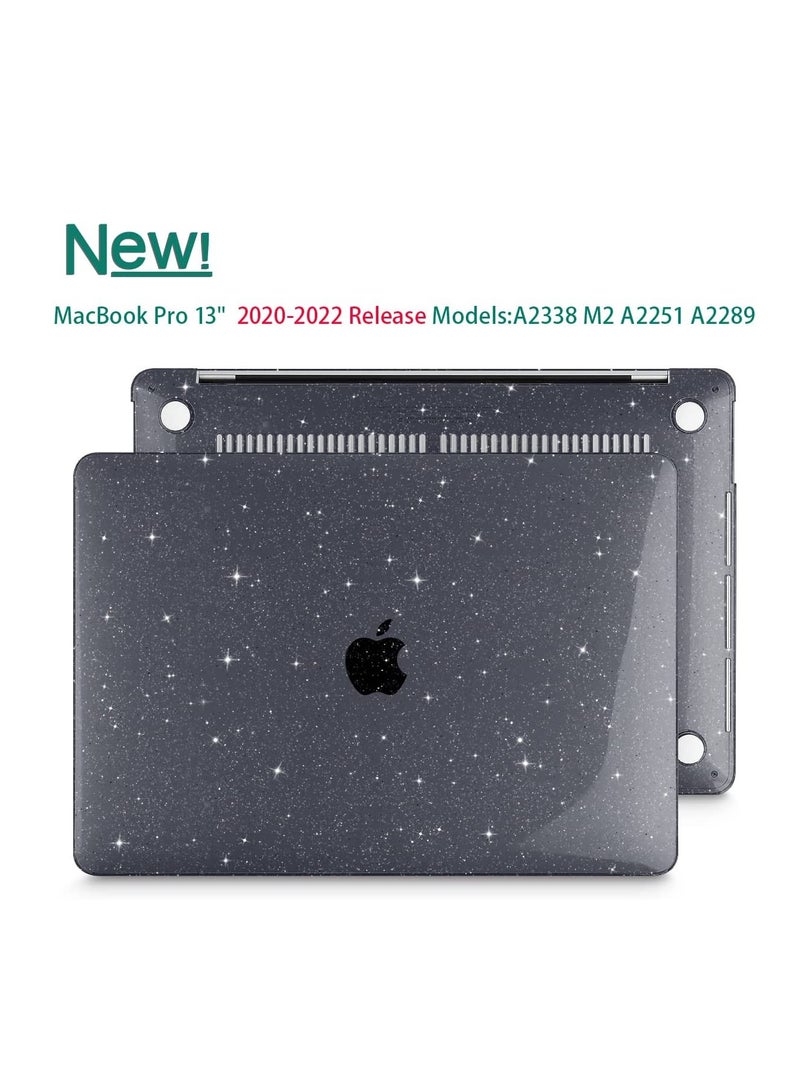 3 in 1 Crystal Black Glitter Bling Star Case for MacBook Pro 13 Inch 2022-2020 Release Model M2 A2338 M1 A2251 A2289,Sparkly Hard Shell for MacBook Pro13 with Keyboard Cover and Screen Protector - Image 3