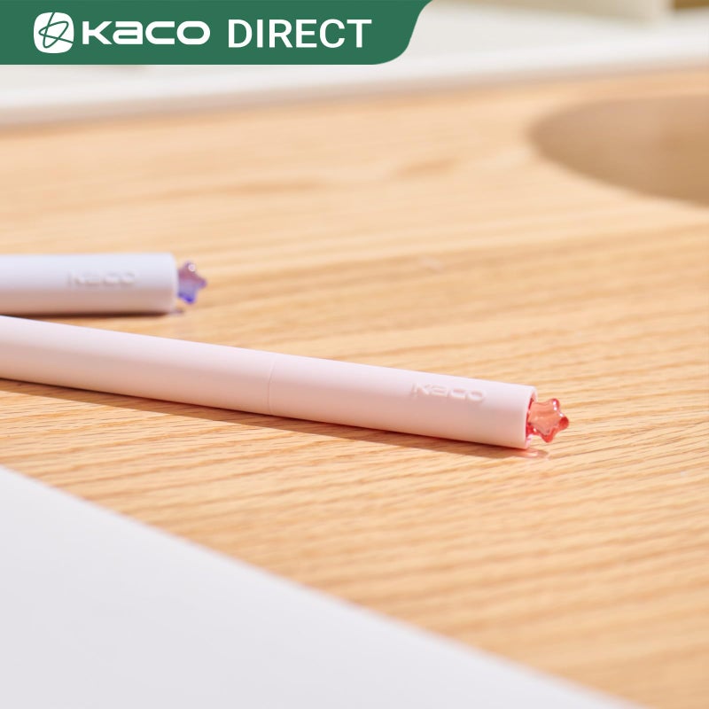 Kaco FIRST Gel Pens Cute Stationery Black Ink, 0.7 mm Medium Point, Aesthetic Cute Star Pens for Journaling (4 Bright Colors) - Image 5