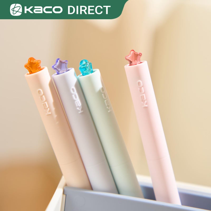 Kaco FIRST Gel Pens Cute Stationery Black Ink, 0.7 mm Medium Point, Aesthetic Cute Star Pens for Journaling (4 Bright Colors) - Image 2