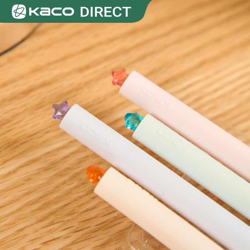 Kaco FIRST Gel Pens Cute Stationery Black Ink, 0.7 mm Medium Point, Aesthetic Cute Star Pens for Journaling (4 Bright Colors) - Image 4