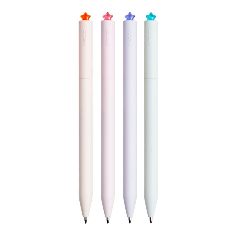 Kaco FIRST Gel Pens Cute Stationery Black Ink, 0.7 mm Medium Point, Aesthetic Cute Star Pens for Journaling (4 Bright Colors) - Image 1