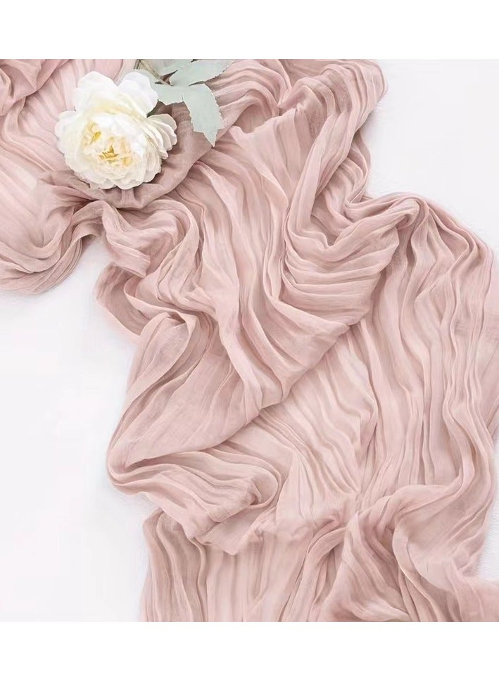 Neox Table Runner, Pink Wedding Table Runner, Boho Gauze Table Runner, Rustic Sheer Table Decor 90x400 CM - Image 2