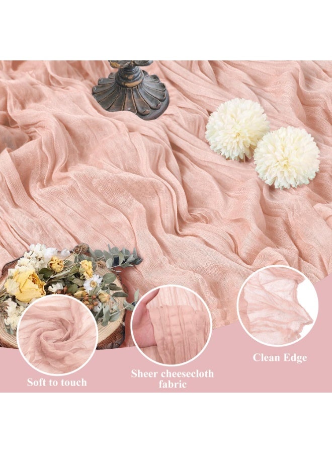 Neox Table Runner, Pink Wedding Table Runner, Boho Gauze Table Runner, Rustic Sheer Table Decor 90x400 CM - Image 5