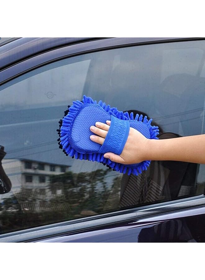 الكبريت قفازات غسيل السيارات، قفازات تنظيف، قفازات غسيل فائقة النعومة من الألياف الدقيقة الممتازة، إسفنجة لتنظيف السيارات والمنزل (أزرق) - Image 3