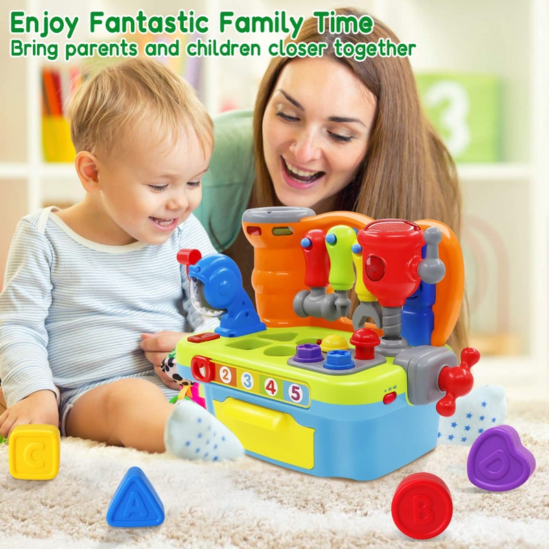 SYAOMUNLY Baby Toys for 1 Year Old Boy Girl Musical Learning Workbench for 1 2 Year Old Boy Birthday Gift Early Educational Sound Shape Toddler Toys Age 1-2 Tool Set for Kids 12-18 Months - Image 2