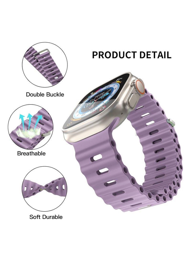 ICARLUS - Ocean Band Compatible with Apple Watch Ultra Band 49/45/44/42mm, Soft Silicone Sport Band Replacement Strap for Apple Watch Ultra2/Ultra iWatch Series 9 8 7 SE 6 5 4 3 2 1, 4 Pack - Image 1