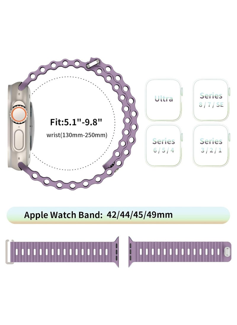 ICARLUS - Ocean Band Compatible with Apple Watch Ultra Band 49/45/44/42mm, Soft Silicone Sport Band Replacement Strap for Apple Watch Ultra2/Ultra iWatch Series 9 8 7 SE 6 5 4 3 2 1, 4 Pack - Image 1