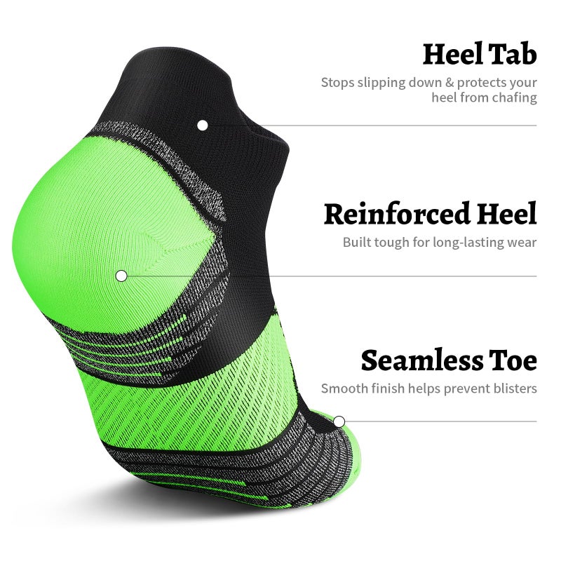 PAPLUS Compression Running Socks Women (6 Pairs), Ankle Athletic Socks Low Cut with Arch Support - Image 5