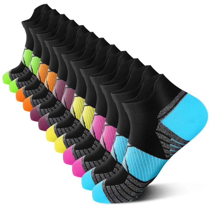 PAPLUS Compression Running Socks Women (6 Pairs), Ankle Athletic Socks Low Cut with Arch Support - Image 1