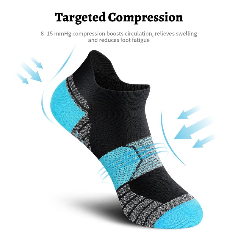 PAPLUS Compression Running Socks Women (6 Pairs), Ankle Athletic Socks Low Cut with Arch Support - Image 3