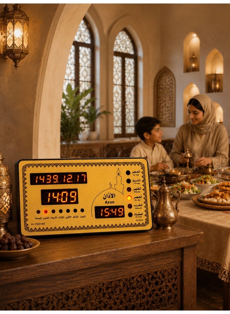طاولة حائط رقمية للمسلمين من Azan، ساعة أذان رقمية، طاولة طعام ومحول متضمن - Image 4