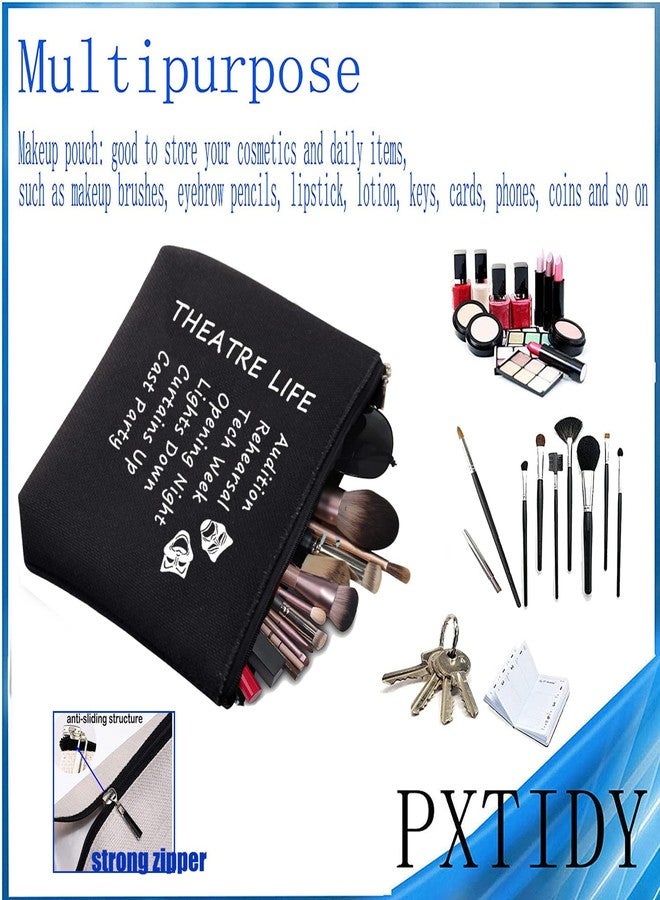 PXTIDY Theatre Life makeup Bag Drama Theater Gifts Comedy Tragedy Mask Theatre Drama Bag Drama Actor Actress Gifts Pouch(black) - Image 2