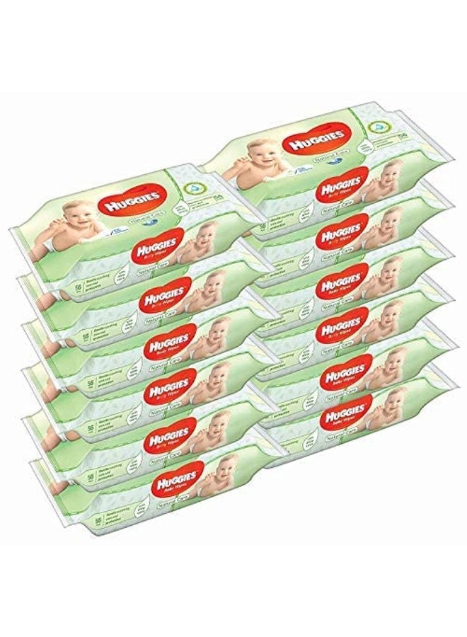 Huggies Baby Wipes Natural Care with Aloe Vera, 56 Count, Pack of 12, Total 672 Wipes