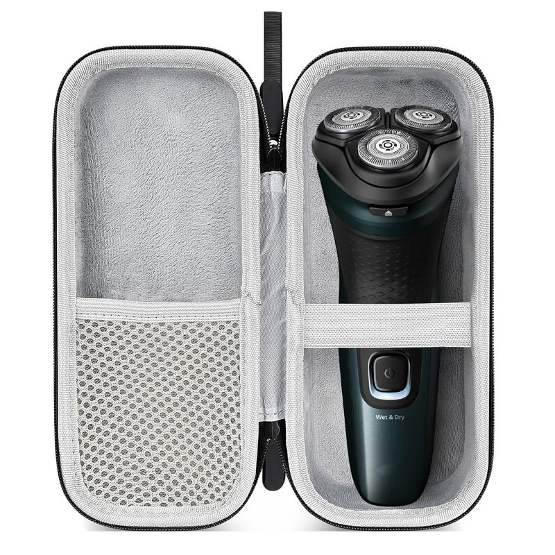 Linkidea Hard Shell Safety Razor Travel Case, Men's Electric Shaver Holder, Electric Shaving Accessories Organizer Compatible with Philips Norelco Shaver 2400, 3600, MANSPOT (Black)