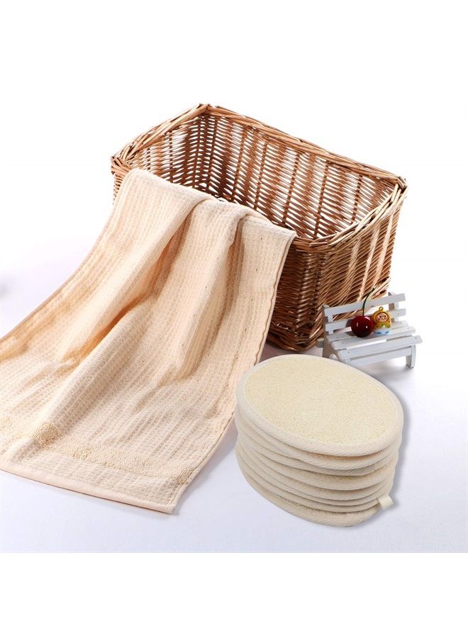 Mooerca 10 Packs Exfoliating Loofah Sponge Pads,Large 4x5.7-100% Natural Luffa and Terry Cloth Materials,Loofa Sponge Scrubber Body Glove Close Skin for Men and Women,Perfect for Bath Spa and Shower (10 pack) - Image 3