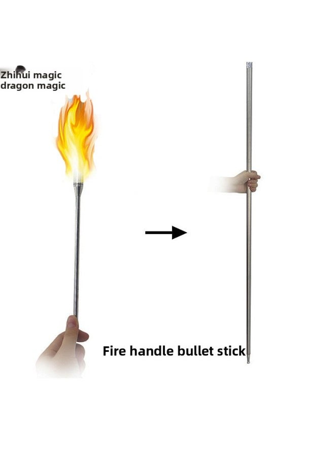 Five-prong Torch Stick Silver Color Lingering Hole Flame Stick Stage Magic Props-Color:Silver Five-fork  - Image 1