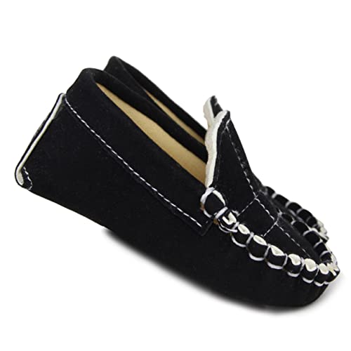 Neska Moda 6 To 12 Months Baby Boys Synthetic Leather/Suede Loafer Booties (Black)-BT1274 - Image 2