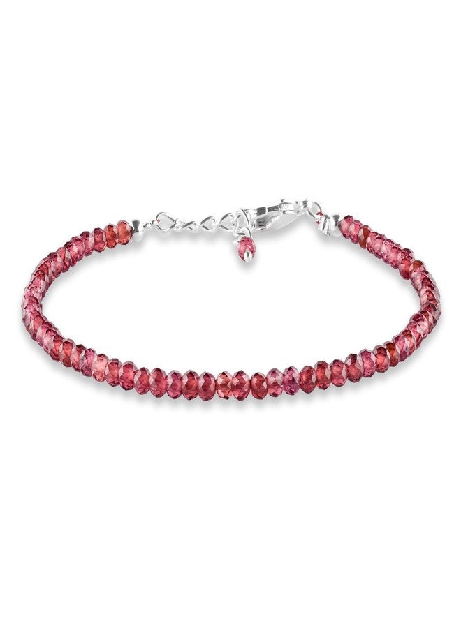 Yanara أساور حجر الغارنيت يانارا للنساء مجوهرات خرز للنساء حجر الميلاد لشهر يناير، كريستالات شفاء طاقة الشاكرات، سلسلة مطلية بالفضة بطول 8 بوصات - Image 1