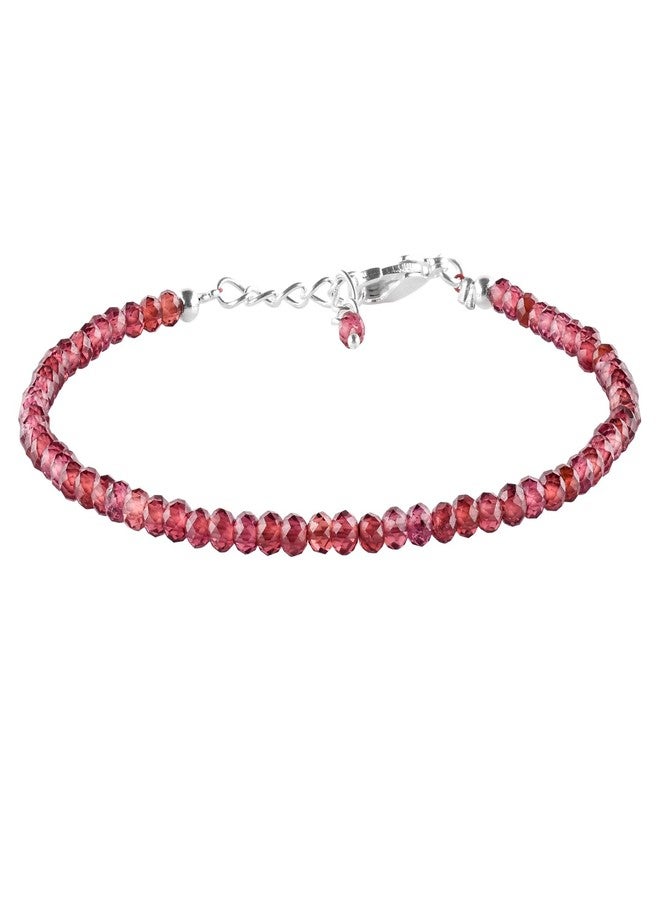 Yanara أساور حجر الغارنيت يانارا للنساء مجوهرات خرز للنساء حجر الميلاد لشهر يناير، كريستالات شفاء طاقة الشاكرات، سلسلة مطلية بالفضة بطول 8 بوصات - Image 5