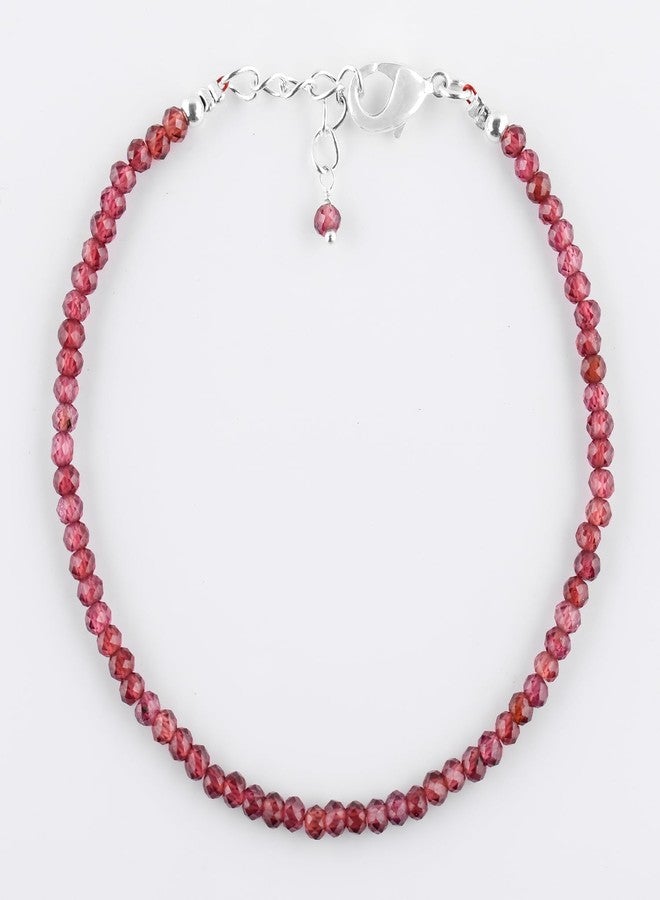 Yanara أساور حجر الغارنيت يانارا للنساء مجوهرات خرز للنساء حجر الميلاد لشهر يناير، كريستالات شفاء طاقة الشاكرات، سلسلة مطلية بالفضة بطول 8 بوصات - Image 3