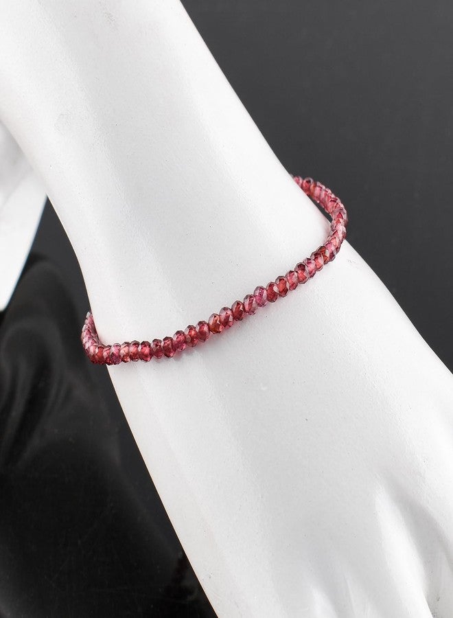 Yanara أساور حجر الغارنيت يانارا للنساء مجوهرات خرز للنساء حجر الميلاد لشهر يناير، كريستالات شفاء طاقة الشاكرات، سلسلة مطلية بالفضة بطول 8 بوصات - Image 2