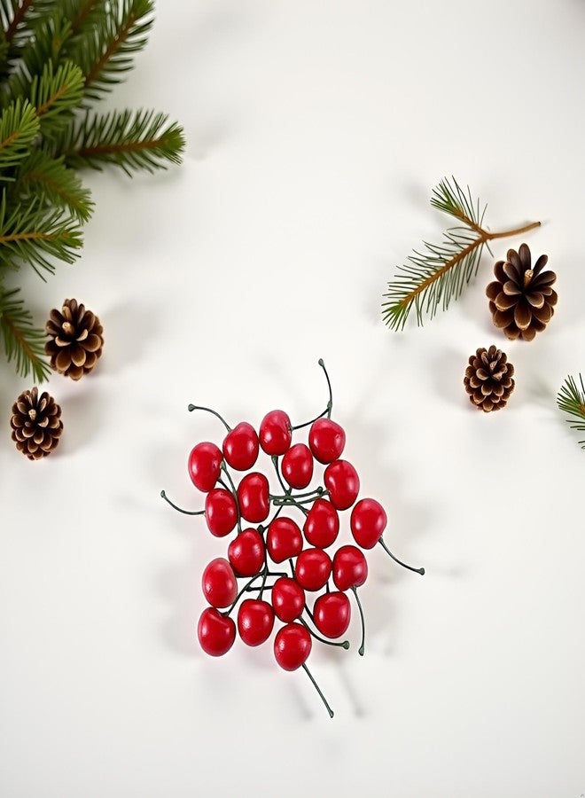 Fansoftiks 20Pcs Red Artificial Cherries, Lifelike Fruit Cherry Ornament, Fake Cherry Model, Home Kitchen Party Decoration Desk Ornament Photography Prop,Fake Cherries,Plastic Cherries - Image 3