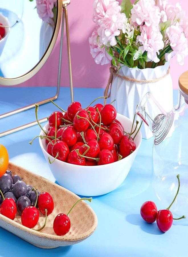 Fansoftiks 20Pcs Red Artificial Cherries, Lifelike Fruit Cherry Ornament, Fake Cherry Model, Home Kitchen Party Decoration Desk Ornament Photography Prop,Fake Cherries,Plastic Cherries - Image 2