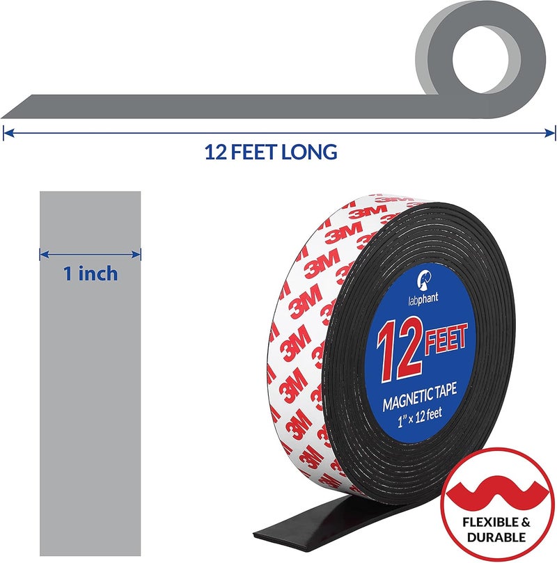 APPLAB Magnetic Tape, 12 Feet Magnet Tape Roll (1'' Wide x 12 ft Long), with 3M Strong Adhesive Backing. Perfect for DIY, Art Projects, whiteboards & Fridge Organization - Image 2