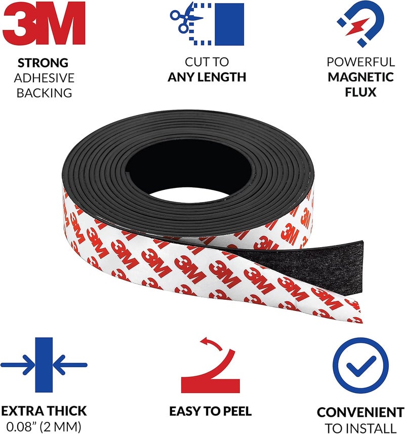 APPLAB Magnetic Tape, 12 Feet Magnet Tape Roll (1'' Wide x 12 ft Long), with 3M Strong Adhesive Backing. Perfect for DIY, Art Projects, whiteboards & Fridge Organization - Image 4
