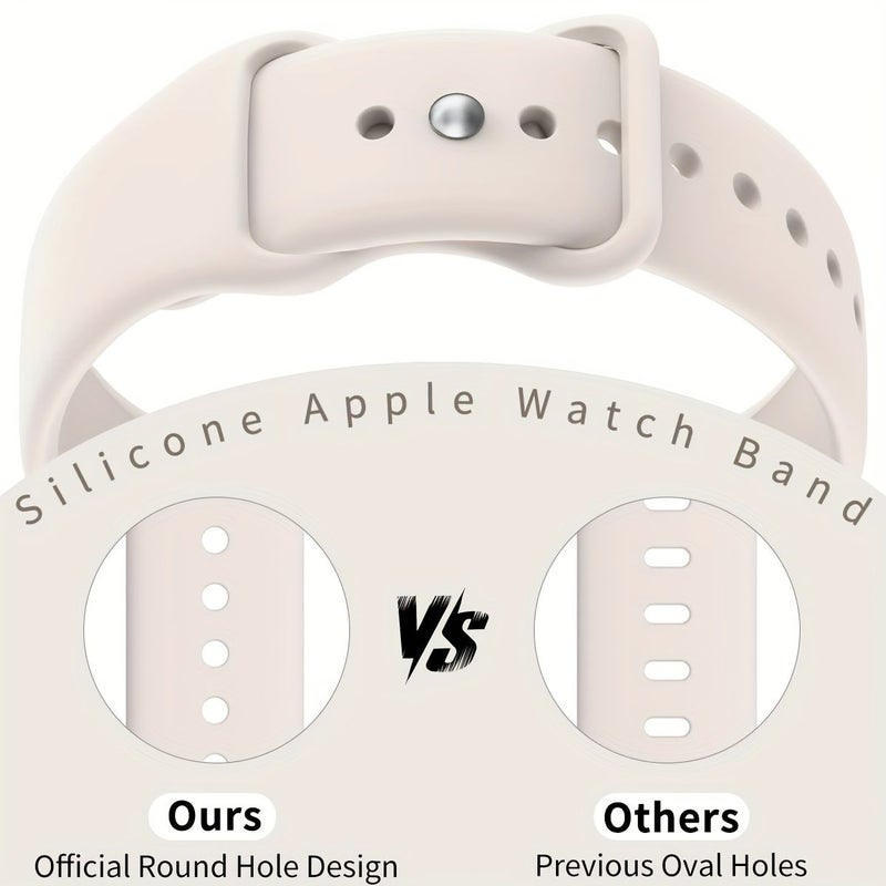 6 Pack Silicone Strap 42mm 46mm 49mm Waterproof Soft Band for Apple Watch Series 1-10 Ultra - Image 3