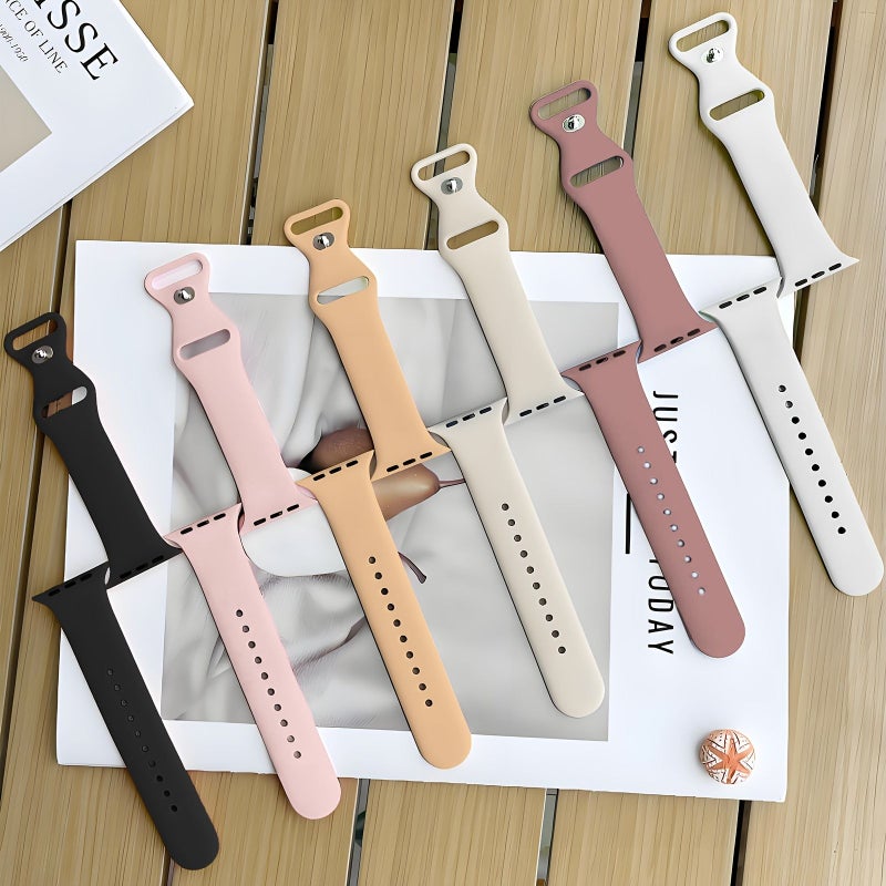 6 Pack Silicone Strap 42mm 46mm 49mm Waterproof Soft Band for Apple Watch Series 1-10 Ultra - Image 1